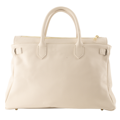 beige leren crossbody tas dames achterkant