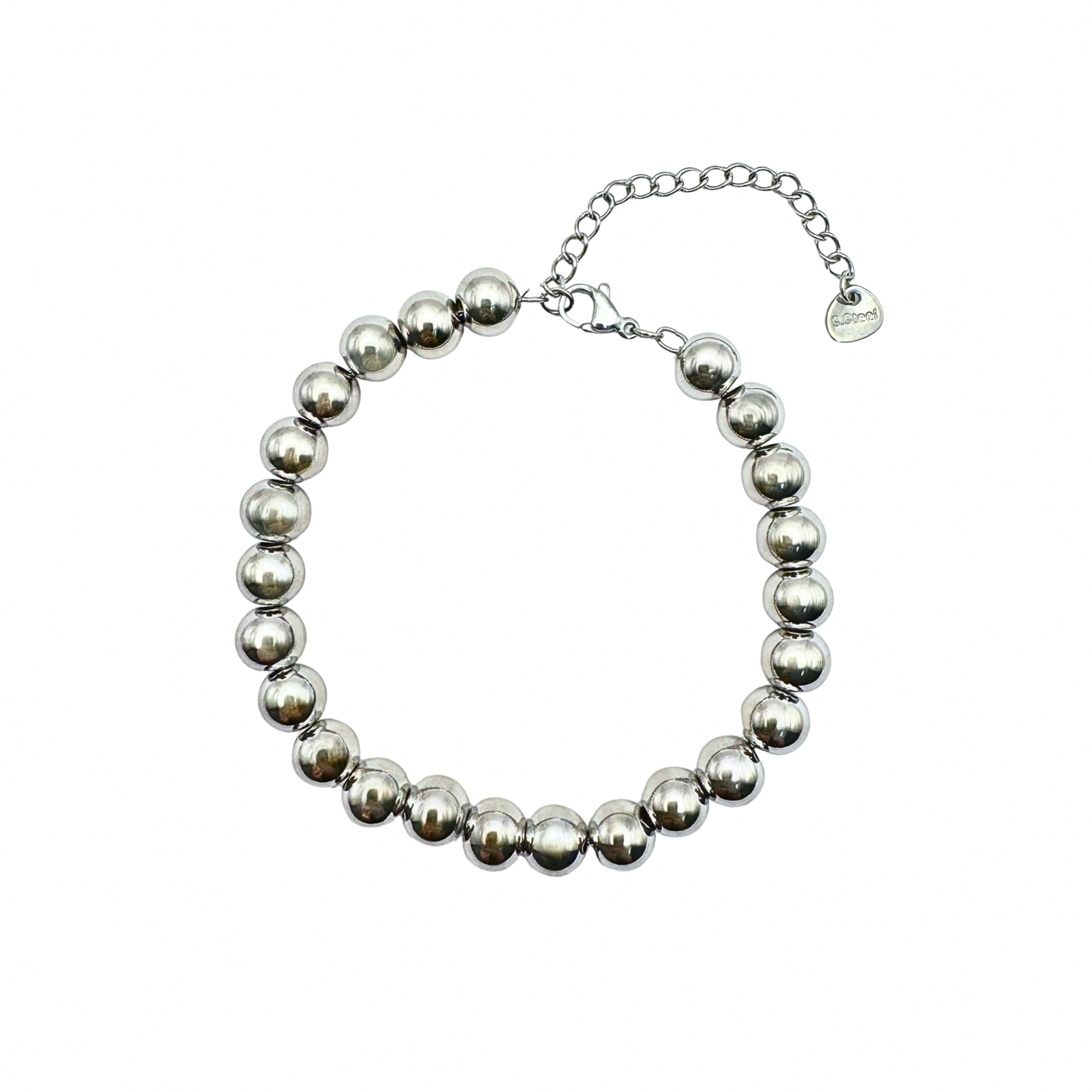 Armband met grote zilveren bolletjes, ronde kraaltjes, zilver, zilverkleurig