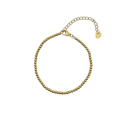 Goudkleurige armband met bolletjes, stainless steel, ronde kraaltjes, Round beats bracelet, gold
