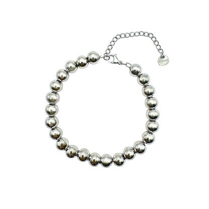 Zilverkleurige armband met bolletjes, stainless steel, ronde kraaltjes, Round beats bracelet, silver 
