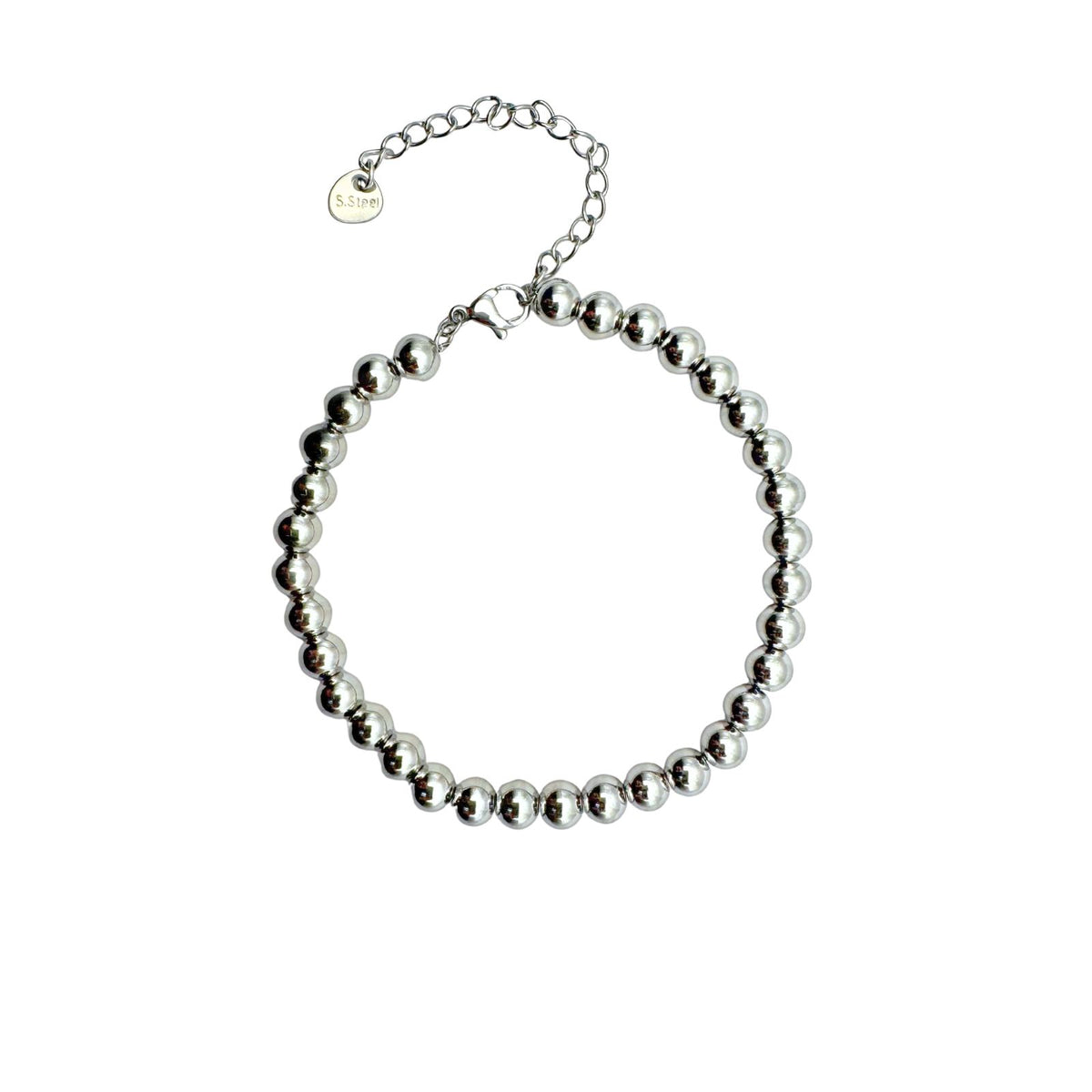 Armband met zilveren bolletjes ronde kraaltjes, Round beats bracelet silver zilver