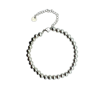 Armband met zilveren bolletjes ronde kraaltjes, Round beats bracelet silver zilver