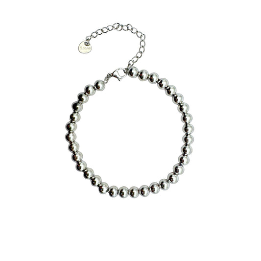 Armband met zilveren bolletjes ronde kraaltjes, Round beats bracelet silver zilver