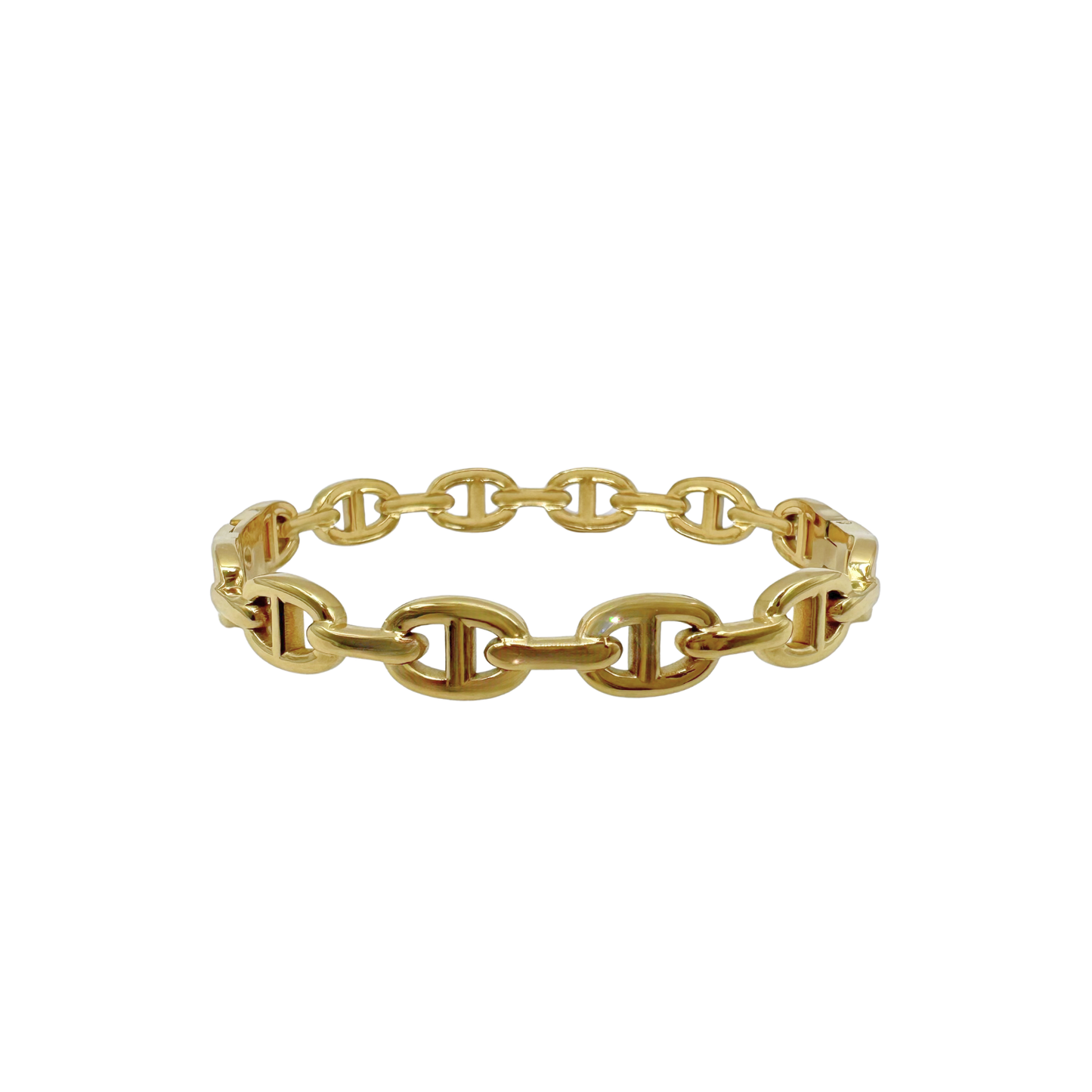 anchor chain bangle, goud, goudkleurig, stainless steel